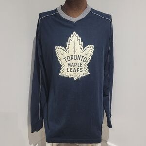 Roots Toronto Maple Leafs NHL Mens Vintage Logo Long Sleeve T-Shirt XL Blue Gray